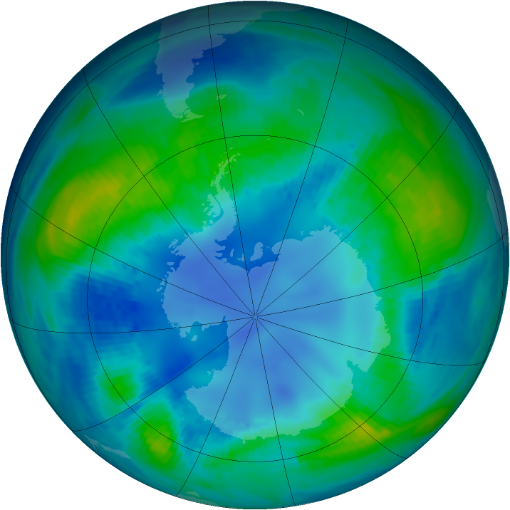Antarctic ozone map for 27 April 1986